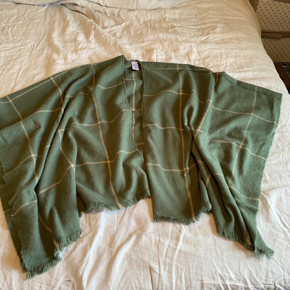 Green and cream poncho